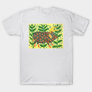 ukrainian bull three years old went walking through the woods and garners strength 1983 - Maria Primachenko T-Shirt